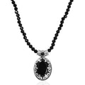 Thai Black Spinel 50.65 ctw Midnight Empress Pendant with Beaded Necklace 20 Inches in Rhodium Over Sterling Silver - Sticky add to cart bar