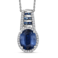 D'Joy Premium Kashmir Kyanite and Multi Gemstone 4.00 ctw Celestial Harmony Pendant Necklace in Rhodium Over Sterling Silver 20 Inches