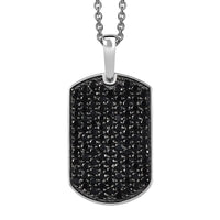 Karis Thai Black Spinel 2.60 ctw Dogtag Pendant in Platinum Bond with Stainless Steel Necklace 20 Inches