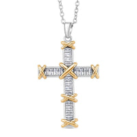Karis Simulated Diamond Pendant Necklace in 18K YG Plated and Platinum Bond 20-22 Inches