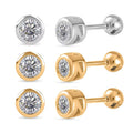 Poke Free Set of 3 Moissanite Stud Earrings in Rhodium and Vermeil YG Over Sterling Silver 1.50 ctw (Del. In 10-12 Days) - Sticky add to cart bar