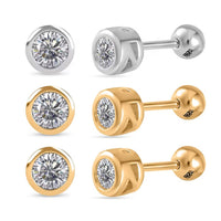 Poke Free Set of 3 Moissanite Stud Earrings in Rhodium and Vermeil YG Over Sterling Silver 1.50 ctw (Del. In 10-12 Days)