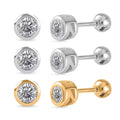 Poke Free Set of 3 Moissanite Stud Earrings in Vermeil YG and Rhodium Over Sterling Silver 1.50 ctw (Del. In 10-12 Days) - Sticky add to cart bar