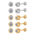 Poke Free Set of 5 Moissanite Stud Earrings in Vermeil YG and Rhodium Over Sterling Silver 2.50 ctw (Del. In 10-12 Days) - Sticky add to cart bar