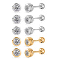 Poke Free Set of 5 Moissanite Stud Earrings in Rhodium Over and Vermeil YG Over Sterling Silver 2.50 ctw (Del. In 10-12 Days) - Sticky add to cart bar
