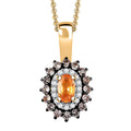 D'Joy Tanzanian Mandarin Garnet and White and Coffee Zircon 0.70 ctw Sunset Bloom Pendant Necklace 20 Inches in 18K Vermeil Yellow Gold Over Sterling Silver - Sticky add to cart bar