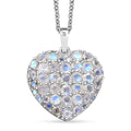 EverTrue Moon Glow Moonstone 3.65 ctw Aurora Heart Pendant in Platinum Bond with Stainless Steel Chain 20 Inches - Sticky add to cart bar