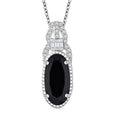 Karis Thai Black Spinel and White Zircon 4.35 ctw Midnight Majesty Pendant in Platinum Bond with Stainless Steel Necklace 20 Inches - Sticky add to cart bar