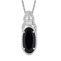 Karis Thai Black Spinel and White Zircon 4.35 ctw Midnight Majesty Pendant in Platinum Bond with Stainless Steel Necklace 20 Inches