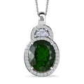 D'Joy Imperial Chrome Diopside and Moissanite 5.65 ctw Pendant Necklace in Rhodium Over Sterling Silver 20 Inches - Sticky add to cart bar