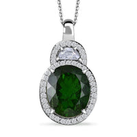 D'Joy Imperial Chrome Diopside and Moissanite 5.65 ctw Pendant Necklace in Rhodium Over Sterling Silver 20 Inches