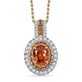 Luxoro Premium Tanzanian Mandarin Garnet, Padpardscha Sapphire and I2 Diamond 2.45 ctw Golden Flare Pendant Necklace 20 Inches in 10K Yellow Gold - Sticky add to cart bar