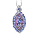 D'Joy Tanzanite, Multi Gemstone Pendant Necklace (20 Inches) in Rhodium Over Sterling 3.85 ctw - Sticky add to cart bar