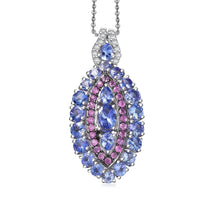 D'Joy Tanzanite, Multi Gemstone Pendant Necklace (20 Inches) in Rhodium Over Sterling 3.85 ctw