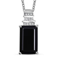 Thai Black Spinel and White Zircon 10.15 ctw Black Hole Boom Pendant Necklace 20 Inches in Stainless Steel - Sticky add to cart bar