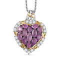 Ilakaka Hot Pink Sapphire (FF) and White Zircon 4.35 ctw Blushing Heart Pendant Necklace in 18K Vermeil YG and Rhodium Over Sterling Silver 20 Inches - Sticky add to cart bar