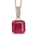 AAA Niassa Ruby (FF) and Luxuriant Lab Grown Diamond E-F VS 10.40 ctw Pendant Necklace in 10K Yellow Gold 20 Inches - Sticky add to cart bar