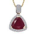 AAA Niassa Ruby (FF) and Luxuriant Lab Grown Diamond E-F VS 7.10 ctw Pendant Necklace in 10K Yellow Gold 20 Inches - Sticky add to cart bar