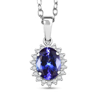 Certified & Appraised Rhapsody AAAA Tanzanite and E-F VS Diamond 1.76 ctw Sunburst Pendant Necklace in 950 Platinum 20 Inches (Del. in 10-15 Days)