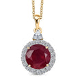 AAA Niassa Ruby (FF) and Luxuriant Lab Grown Diamond E-F VS 8.77 ctw Pendant Necklace in 10K Yellow Gold 20 Inches - Sticky add to cart bar
