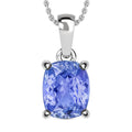 Tanzanite 5.00 ctw Solitaire Pendant Necklace 20 Inches in Platinum Over Sterling Silver - Sticky add to cart bar