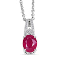 D'Joy Niassa Ruby (FF) and White Zircon 2.80 ctw Pendant Necklace 20 Inches in Rhodium Over Sterling Silver - Sticky add to cart bar