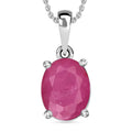 Mozambique Ruby Solitaire Pendant Necklace 20 Inches in Platinum Over Sterling Silver 2.40 ctw - Sticky add to cart bar