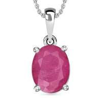Mozambique Ruby Solitaire Pendant Necklace 20 Inches in Platinum Over Sterling Silver 2.40 ctw