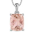 Luxoro 14K White Gold AAA Marropino Morganite Solitaire Pendant Necklace 20 Inches 4.95 ctw - Sticky add to cart bar