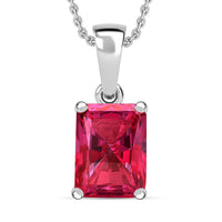Ouro Fino Rubellite Solitaire Pendant Necklace 20 Inches in Platinum Over Sterling Silver 1.35 ctw