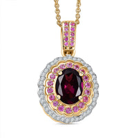 Luxoro AAA Radiant Ember Garnet, Madagascar Pink Sapphire and I1 Diamond 1.85 ctw Blush & Bloom Pendant Necklace in 10K Yellow Gold 20 Inches