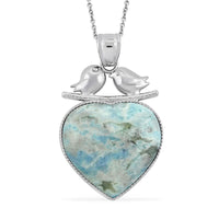 Red Aventurine and Multi Gemstone 35.50 ctw Heart Pendant Necklace in Silvertone 20 Inches