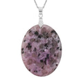 Oval Purple Quartz 57.00 ctw Pendant in Silvertone with Stainless Steel Necklace (20 Inches) - Sticky add to cart bar