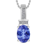 Luxoro Premium Tanzanite and G-H I1 Diamond Pendant Necklace 20 Inches in 14K White Gold 1.40 ctw