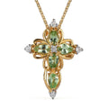 Premium Tsavorite Garnet and White Zircon Cross Pendant Necklace 20 Inches in Vermeil Yellow Gold Over Sterling Silver 1.20 ctw - Sticky add to cart bar