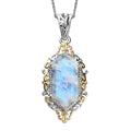 Kuisa Rainbow Moonstone Pendant Necklace 20 Inches in Vermeil Yellow Gold and Platinum Over Sterling Silver 5.25 ctw - Sticky add to cart bar