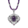 Amethyst and Orissa Rhodolite Garnet Pendant with Beaded Necklace 20 Inches in Sterling Silver 90.50 ctw - Sticky add to cart bar