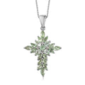 Merelani Mint Garnet Cross Pendant Necklace 20 Inches in Platinum Over Sterling Silver 2.50 ctw - Sticky add to cart bar
