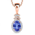 Luxoro Premium Tanzanite and G-H I1 Diamond Pendant Necklace 20 Inches in 14K Rose Gold 1.58 ctw - Sticky add to cart bar