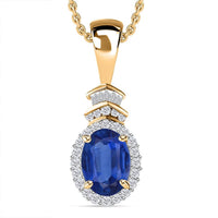 Rhapsody AAAA Tanzanite and E-F VS2 Diamond 1.60 ctw Pendant Necklace 20 Inches in 18K Yellow Gold