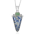 Center Stone Color Varies Inlay Frame Southwest Arrowhead Brazil Sodalite 17.00 ctw Pendant in Silvertone with Stainless Steel Necklace (20 Inches) - Sticky add to cart bar
