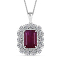 D'Joy Premium Niassa Ruby (FF) and Moissanite 14.40 ctw Firecracker Pendant Necklace in Rhodium Over Sterling Silver 20 Inches - Sticky add to cart bar