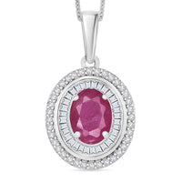 Luxoro Premium Kagem Zambian Emerald and G-H I2 Diamond Pendant Necklace 20 Inches in 10K White Gold 2.25 ctw
