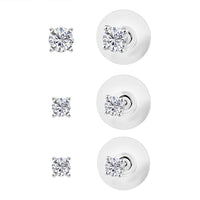 Set of 3 Moissanite 2.90 ctw Solitaire Stud Earrings