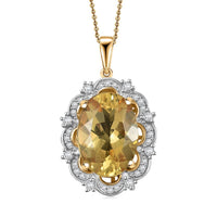 D'Joy Yellow Labradorite and White Zircon 5.50 ctw Sunfire Majesty Pendant Necklace 20 Inches in 18K Vermeil Yellow Gold Over Sterling Silver