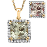 Certified & Appraised Luxoro AAA Turkizite and G-H I2 Diamond 4.88 ctw Pendant Necklace in 14K Yellow Gold 20 Inches