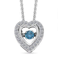 Luxuriant Lab Grown Blue Diamond (IR) (SI) and Lab Grown Diamond 0.25 ctw Dancing Heart Pendant Necklace in Rhodium Over Sterling Silver 20 Inches - Sticky add to cart bar