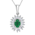 Premium Kagem Zambian Emerald and Moissanite 1.65 ctw Eternal Light Pendant Necklace in Rhodium Over Sterling Silver 20 Inches - Sticky add to cart bar