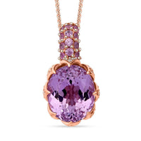 D'Joy Martha Rocha Kunzite and Multi Gemstone 7.40 ctw Lavender Bloom Pendant Necklace in 18K Vermeil Rose Gold Over Sterling Silver 20 Inches