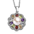 EverTrue Lavender Pearl and Multi Gemstone 1.80 ctw Celestial Garden Pendant Necklace 20 Inches in Stainless Steel - Sticky add to cart bar